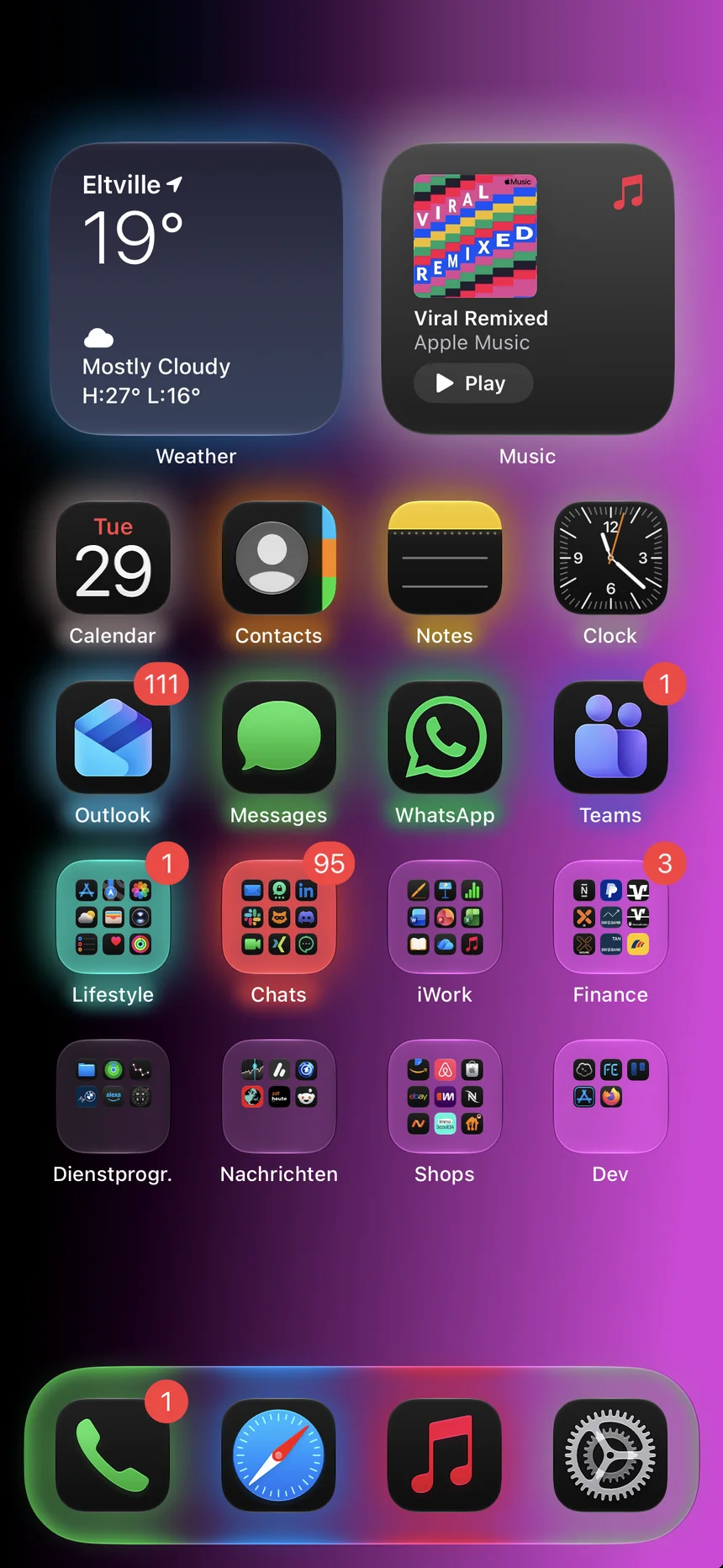 Dark icons with colored halos